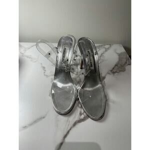 Manolo Blahnik Clear PVC and Silver Metallic Sandals